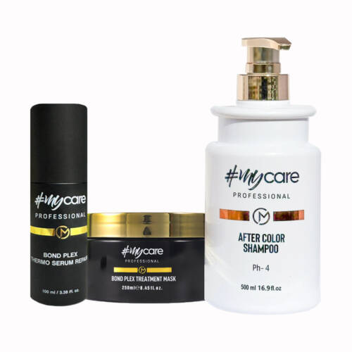 Промо пакет Bond Plex Thermo Serum Repair Термозащитен серум с масла и UV филтър, възстановяваща маска за увредена коса Bond Plex Treatment, After Color Shampoo